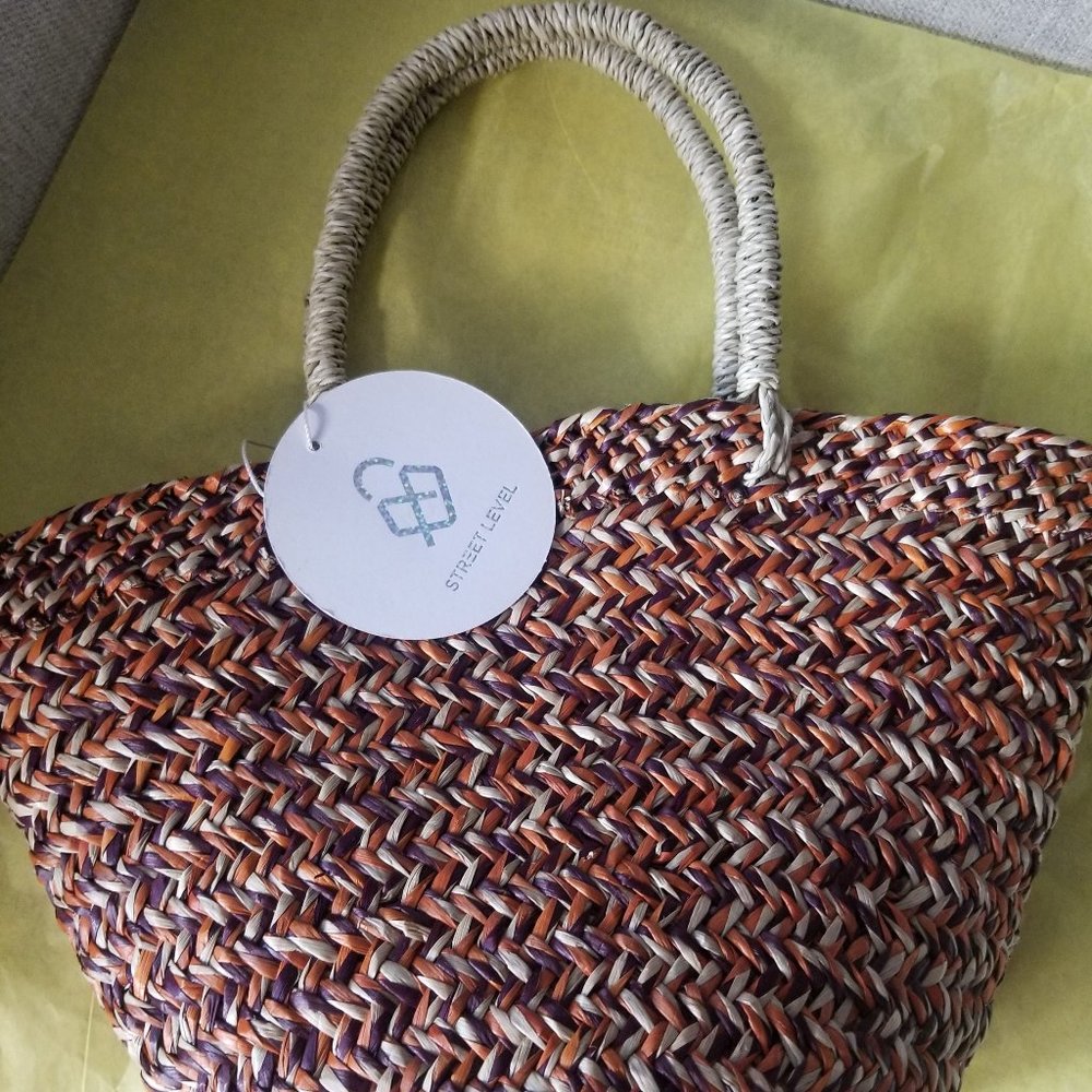 NWT Street Level Small Straw Tote Bag